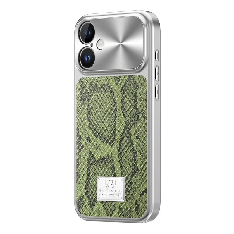 For iPhone 17 Magnetic Case Snake Pattern Anti-Scratch PU Leather + PC + TPU Phone Cover - Green