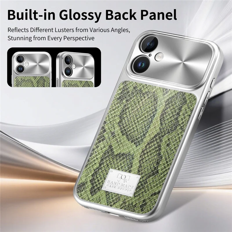 For iPhone 17 Magnetic Case Snake Pattern Anti-Scratch PU Leather + PC + TPU Phone Cover - Green