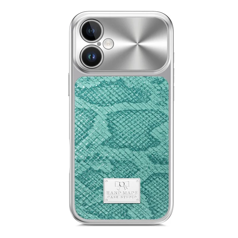 For iPhone 16 Magnetic Case Snake Pattern Anti-Scratch PU Leather + PC + TPU Phone Cover - Blue