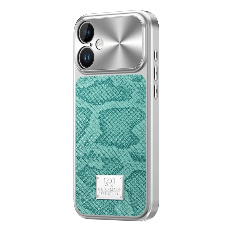 For iPhone 16 Magnetic Case Snake Pattern Anti-Scratch PU Leather + PC + TPU Phone Cover - Blue