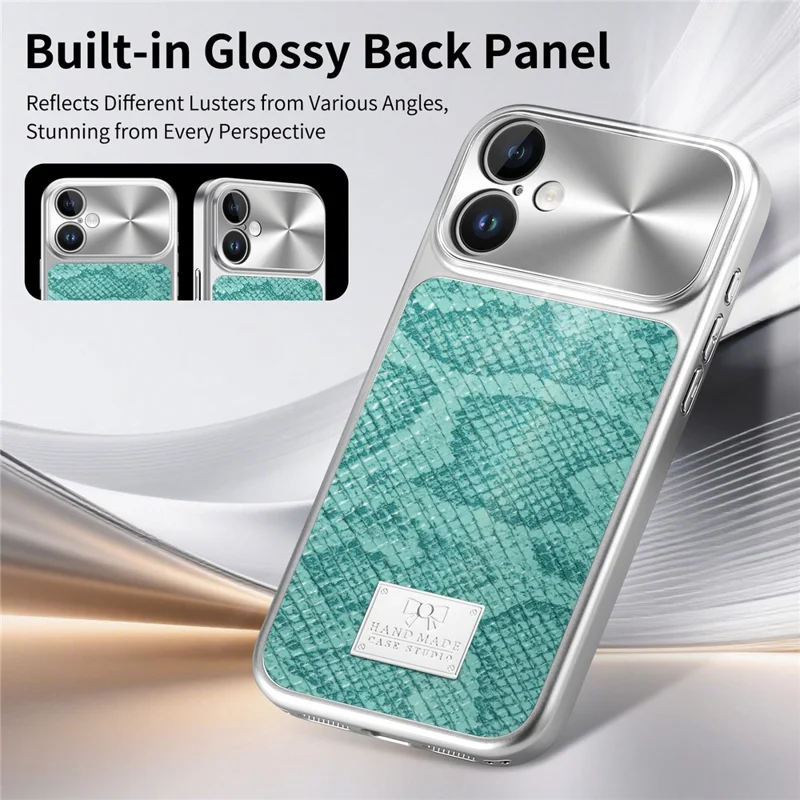 For iPhone 16 Magnetic Case Snake Pattern Anti-Scratch PU Leather + PC + TPU Phone Cover - Blue