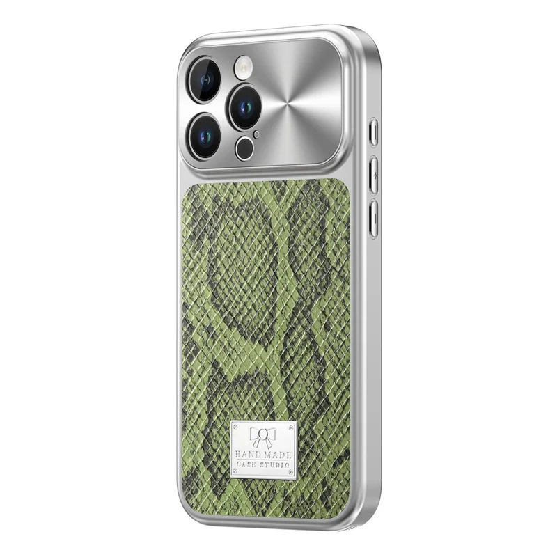 For iPhone 16 Pro Magnetic Case Snake Pattern Anti-Scratch PU Leather + PC + TPU Phone Cover - Green
