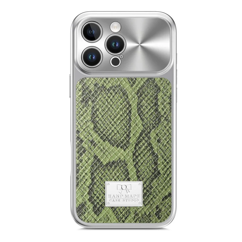 For iPhone 16 Pro Magnetic Case Snake Pattern Anti-Scratch PU Leather + PC + TPU Phone Cover - Green
