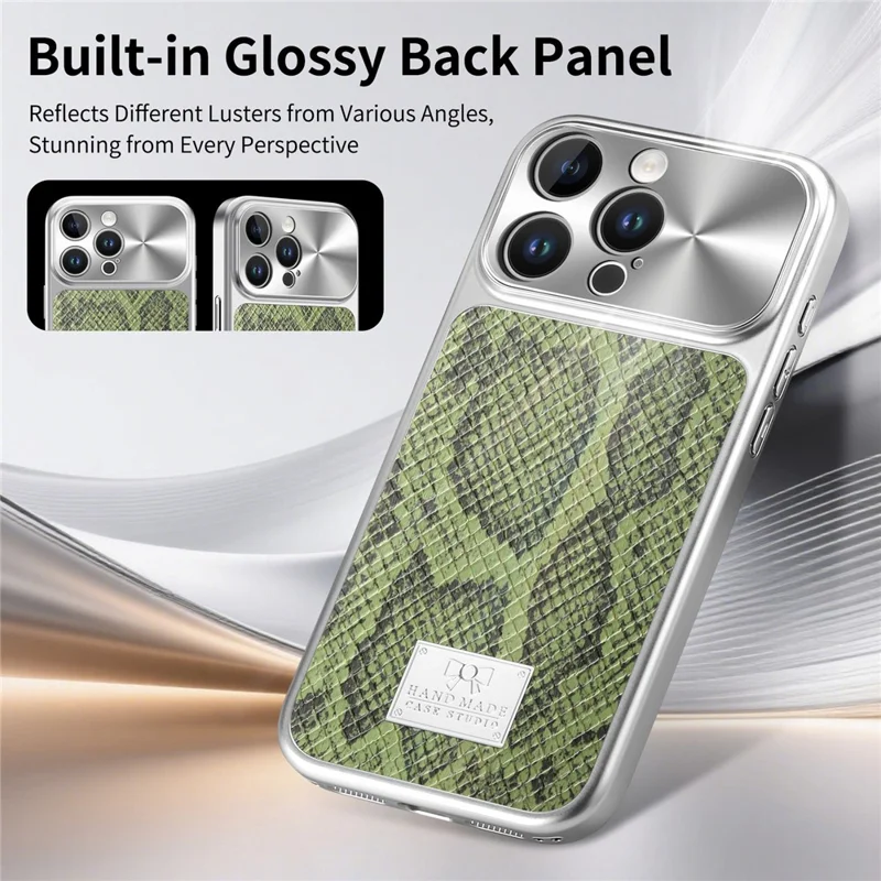 For iPhone 16 Pro Magnetic Case Snake Pattern Anti-Scratch PU Leather + PC + TPU Phone Cover - Green