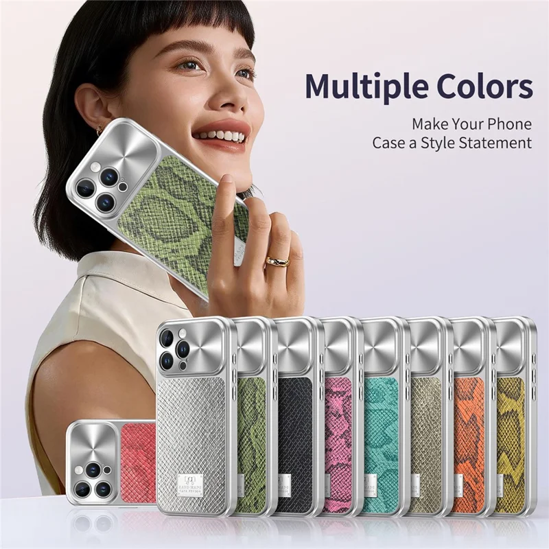 For iPhone 16 Pro Magnetic Case Snake Pattern Anti-Scratch PU Leather + PC + TPU Phone Cover - Green