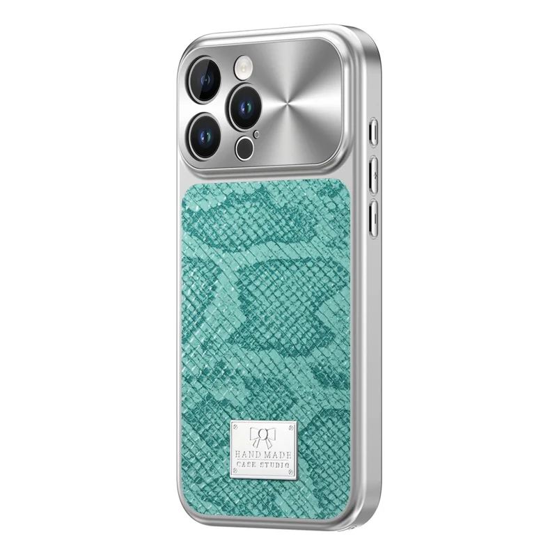 For iPhone 16 Pro Max Magnetic Case Snake Pattern Anti-Scratch PU Leather + PC + TPU Phone Cover - Blue