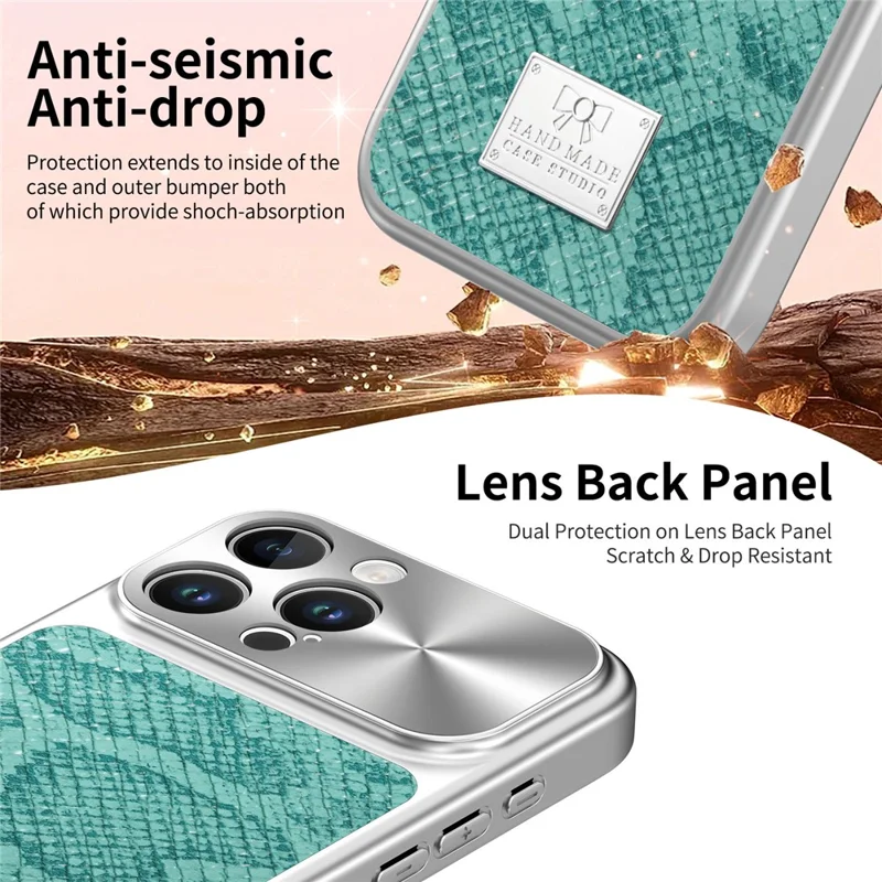 For iPhone 16 Pro Max Magnetic Case Snake Pattern Anti-Scratch PU Leather + PC + TPU Phone Cover - Blue