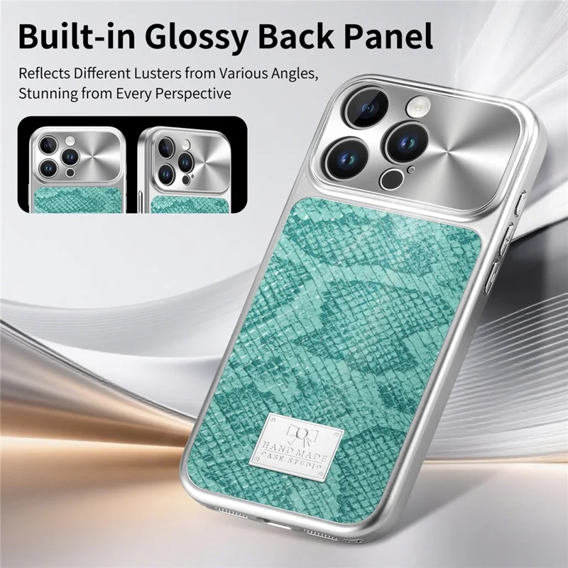 For iPhone 16 Pro Max Magnetic Case Snake Pattern Anti-Scratch PU Leather + PC + TPU Phone Cover - Blue