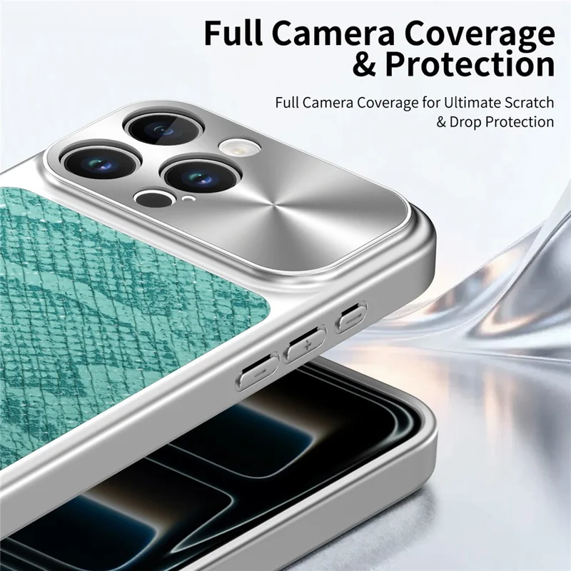 For iPhone 16 Pro Max Magnetic Case Snake Pattern Anti-Scratch PU Leather + PC + TPU Phone Cover - Blue