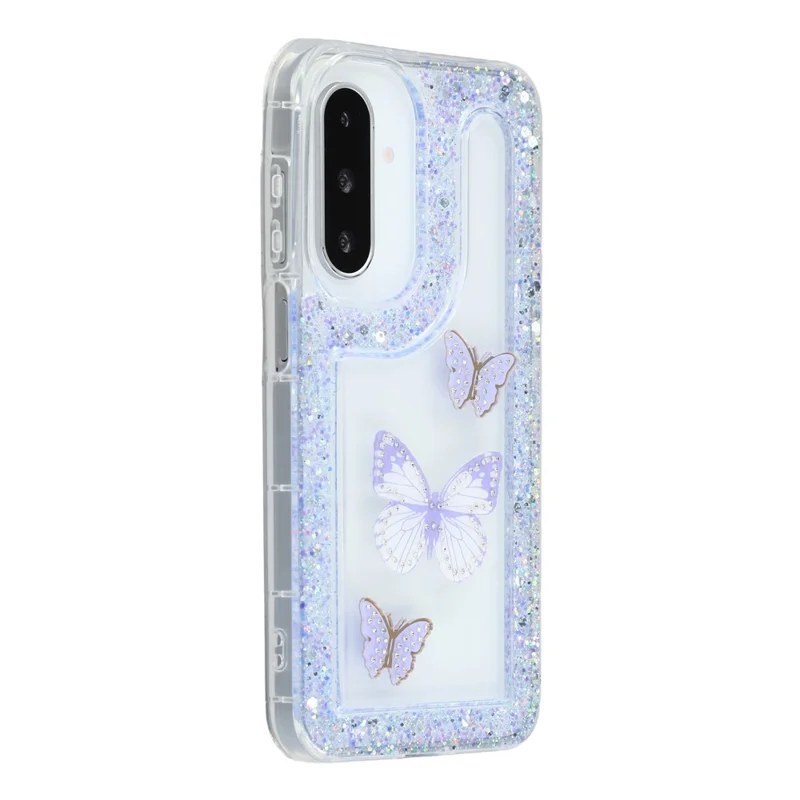 For Samsung Galaxy S26+ Case DIY Butterfly Glitter Epoxy Soft TPU Phone Back Cover  - Purple