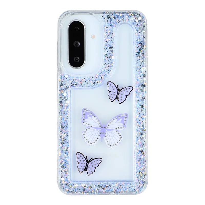 For Samsung Galaxy S26+ Case DIY Butterfly Glitter Epoxy Soft TPU Phone Back Cover  - Purple