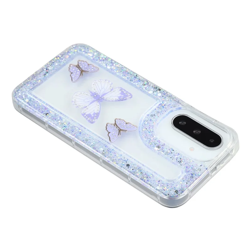 For Samsung Galaxy S26+ Case DIY Butterfly Glitter Epoxy Soft TPU Phone Back Cover  - Purple
