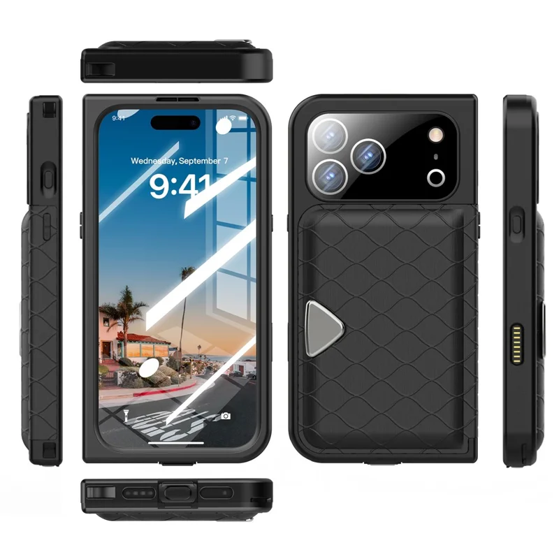SHELLBOX para iPhone 17 Pro Max Funda Impermeable IP68 2 m Funda Protectora a Prueba de Golpes con Correa - Negro