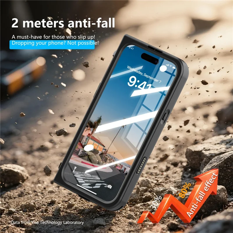 SHELLBOX para iPhone 17 Pro Max Funda Impermeable IP68 2 m Funda Protectora a Prueba de Golpes con Correa - Negro