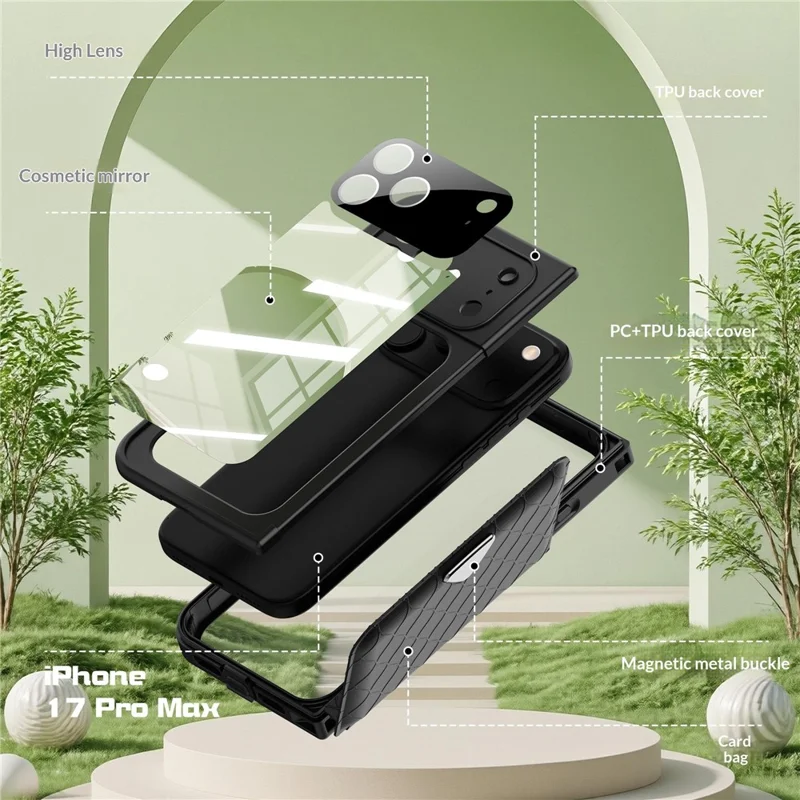 SHELLBOX para iPhone 17 Pro Max Funda Impermeable IP68 2 m Funda Protectora a Prueba de Golpes con Correa - Negro