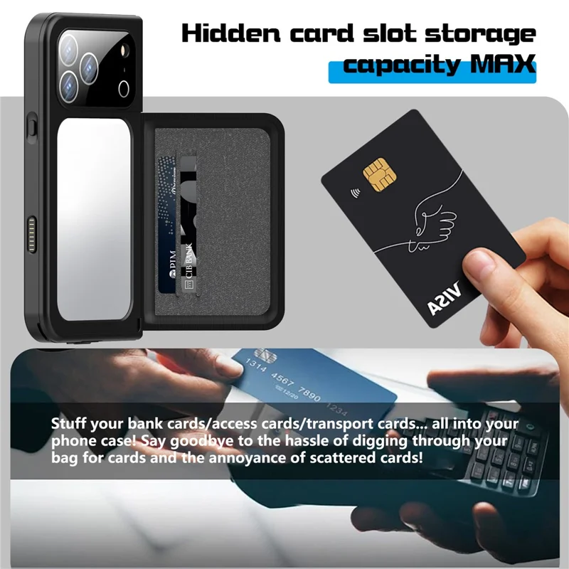SHELLBOX para iPhone 17 Pro Max Funda Impermeable IP68 2 m Funda Protectora a Prueba de Golpes con Correa - Negro