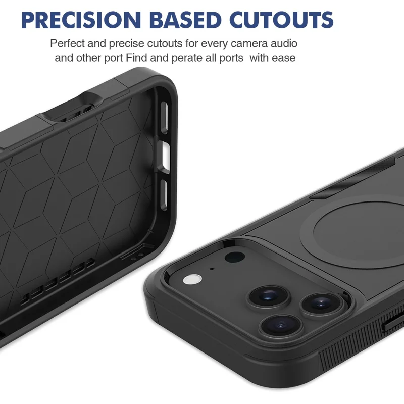 Capa para iPhone 17 Pro Max Compatível com MagSafe Capa à Prova de Choques em Duas Camadas PC + TPU - Preto