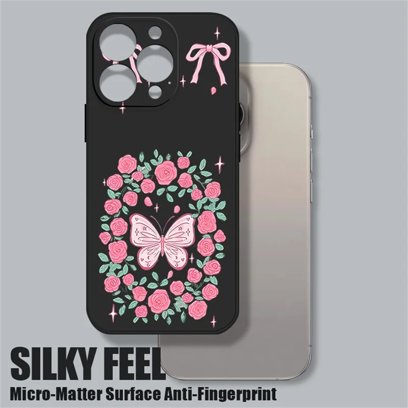 För iPhone 17 Pro Max Hölje UV-tryckt Fjärilsdesign Vätskesilikon Skockabsorberande Telefonhölje - PA889B1