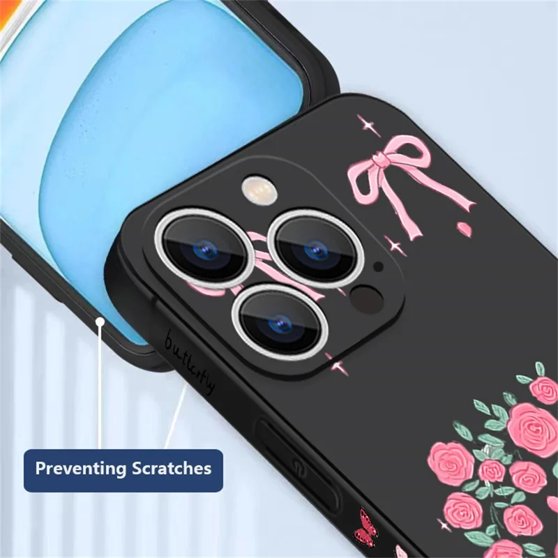 För iPhone 17 Pro Max Hölje UV-tryckt Fjärilsdesign Vätskesilikon Skockabsorberande Telefonhölje - PA889B1