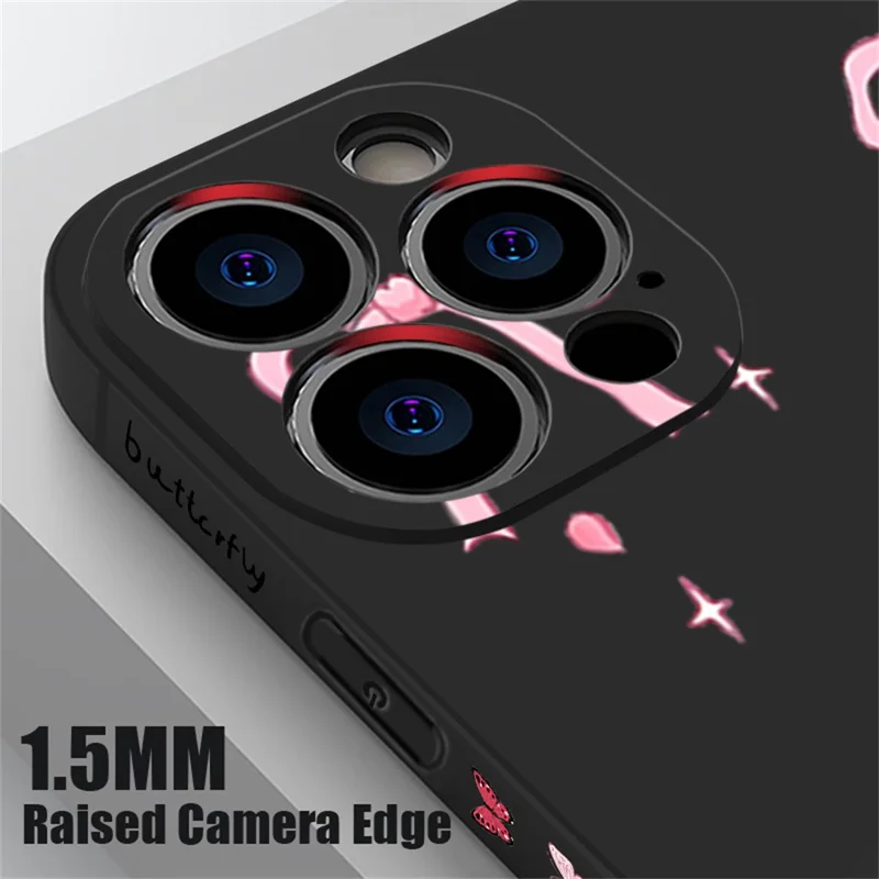 För iPhone 17 Pro Max Hölje UV-tryckt Fjärilsdesign Vätskesilikon Skockabsorberande Telefonhölje - PA889B1