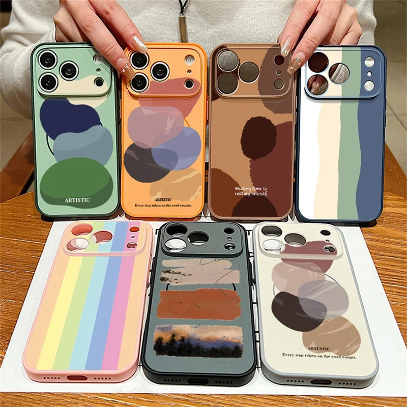 For iPhone 17 Pro Magnetic Case UV Printing Geometric Pattern Shockproof PC + TPU Phone Cover - PB649B1