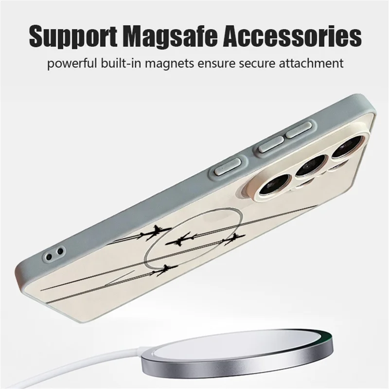 For Samsung Galaxy S26 Ultra Magnetic Case UV Printing Mountain Aircraft Pattern Shockproof PC + TPU Cover - Green