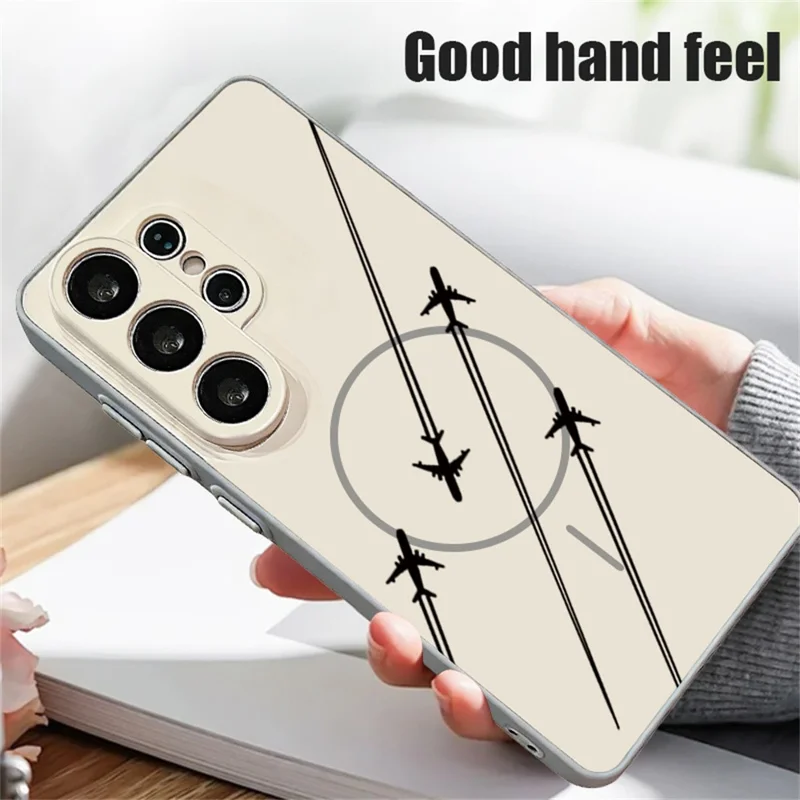 For Samsung Galaxy S26 Ultra Magnetic Case UV Printing Mountain Aircraft Pattern Shockproof PC + TPU Cover - Green