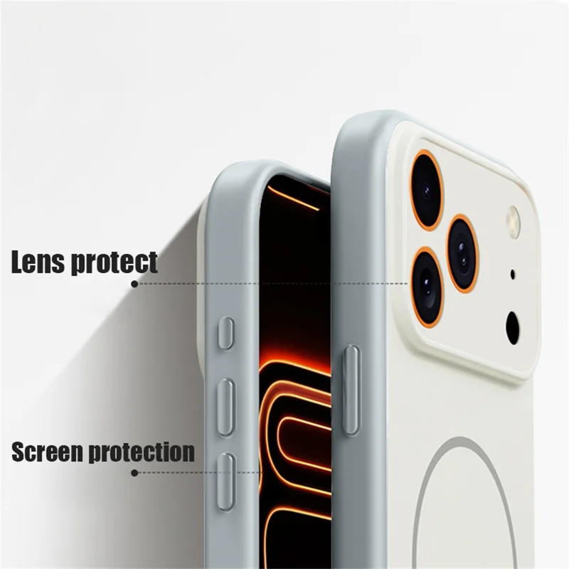 För iPhone 17 Pro Max Magnetisk Hölje UV-tryck Berg Flygplan mönster Chockabsorberande PC + TPU Hölje - Mörkblå