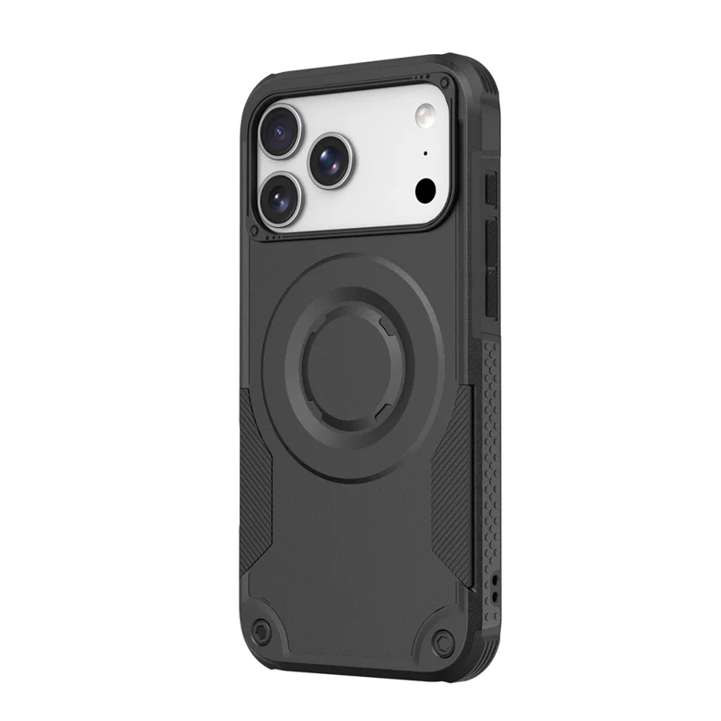 För iPhone 17 Pro Max Magnetisk Skal Chockabsorberande PC + TPU Antislir Texturerad Telefonhölja - Svart