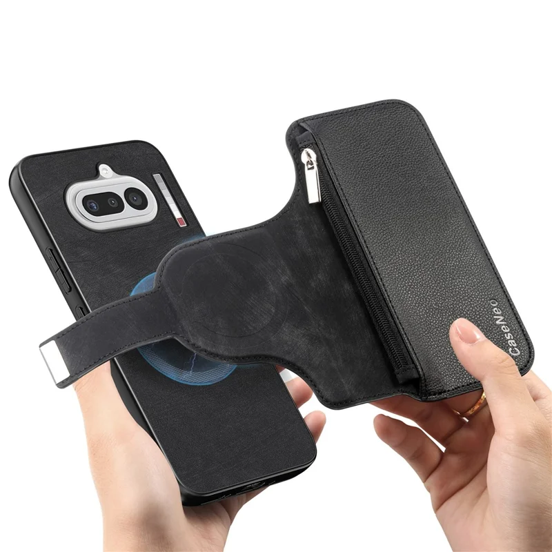 CASENEO MW-02 For Nothing Phone (4a) Case Detachable Magnetic Leather Flip Cover - Black
