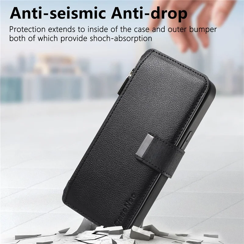 CASENEO MW-02 For Nothing Phone (4a) Case Detachable Magnetic Leather Flip Cover - Black