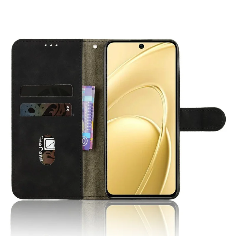 Pour Oukitel C26 Étui en Cuir Toucher Peau Anti-chute Portefeuille Support Pochette Téléphone Flip - Noir