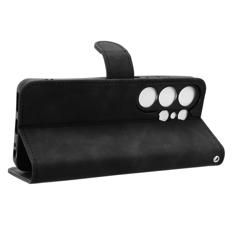 Pour Oukitel C26 Étui en Cuir Toucher Peau Anti-chute Portefeuille Support Pochette Téléphone Flip - Noir
