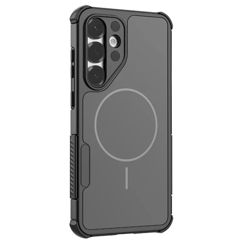 Magnetisk skyddsfodral till Samsung Galaxy S25, stötsäkert luftkuddsfodral av PC+TPU - Svart