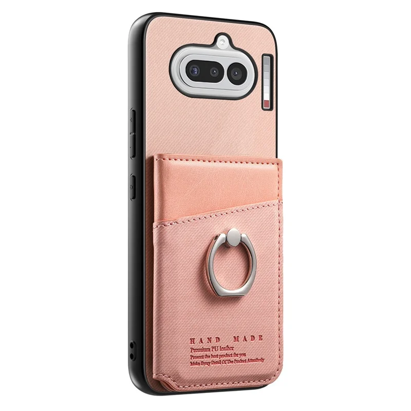 For Nothing Phone (4a) Case with Card Holder Kickstand Leather + TPU + PC Phone Cover - Pink