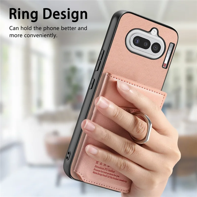 For Nothing Phone (4a) Case with Card Holder Kickstand Leather + TPU + PC Phone Cover - Pink