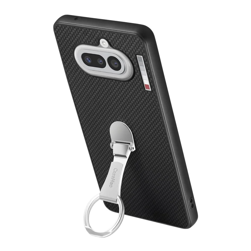 CASENEO C1-19 for Nothing Phone (4a) Case Folding Kickstand Leather Back Cover Carbon Fiber Texture - Black