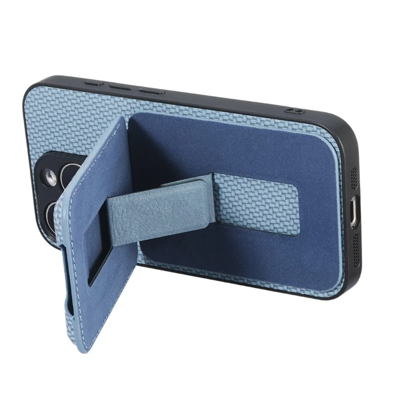 For Nothing Phone (4a) Case Card Holder Kickstand Carbon Fiber Texture Back Cover - Blue