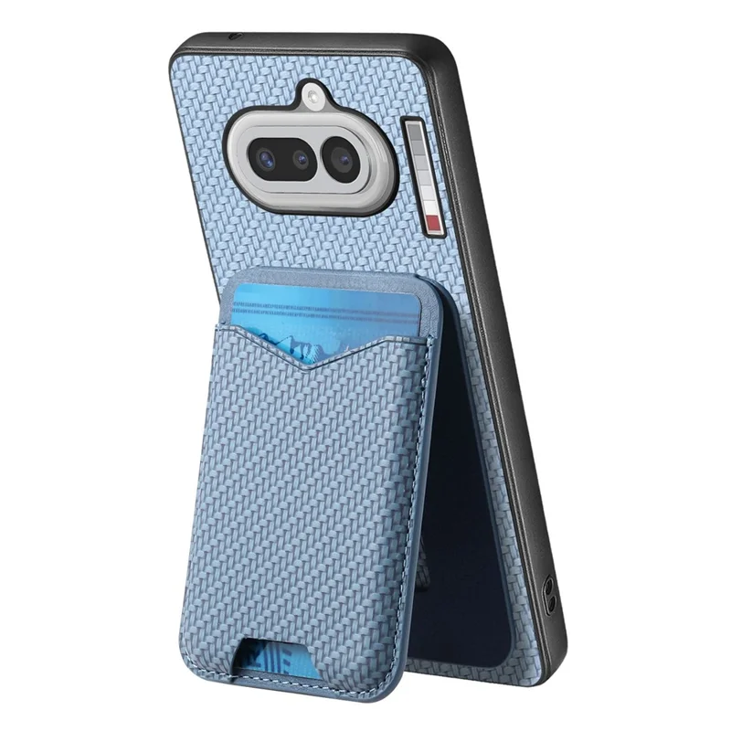 For Nothing Phone (4a) Case Card Holder Kickstand Carbon Fiber Texture Back Cover - Blue