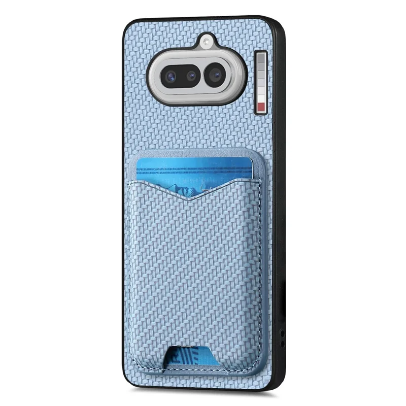 For Nothing Phone (4a) Case Card Holder Kickstand Carbon Fiber Texture Back Cover - Blue