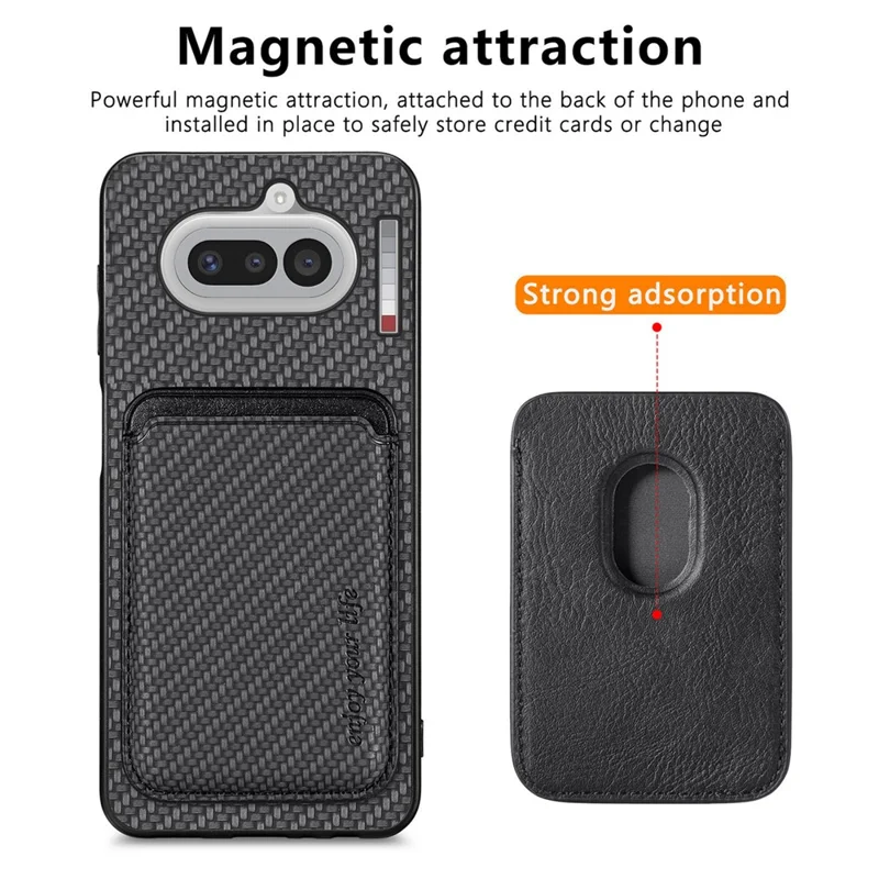 For Nothing Phone (4a) Magnetic Case Detachable Card Holder Phone Back Cover - Black