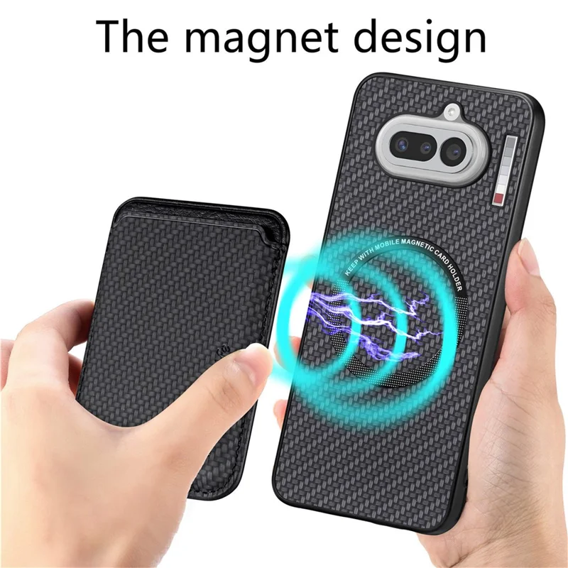 For Nothing Phone (4a) Magnetic Case Detachable Card Holder Phone Back Cover - Black
