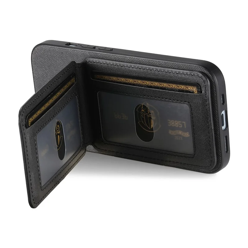 For Nothing Phone (4a) Case Cloth Texture Leather + PC + TPU Cover with RFID Blocking Card Holder - Black