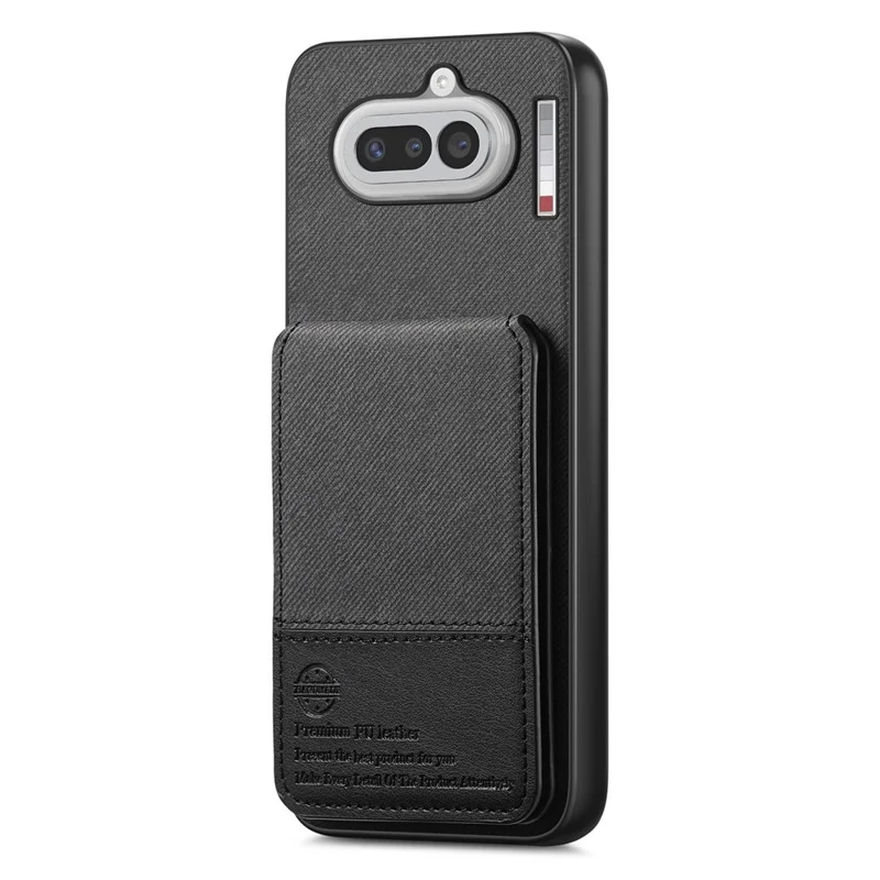 For Nothing Phone (4a) Case Cloth Texture Leather + PC + TPU Cover with RFID Blocking Card Holder - Black