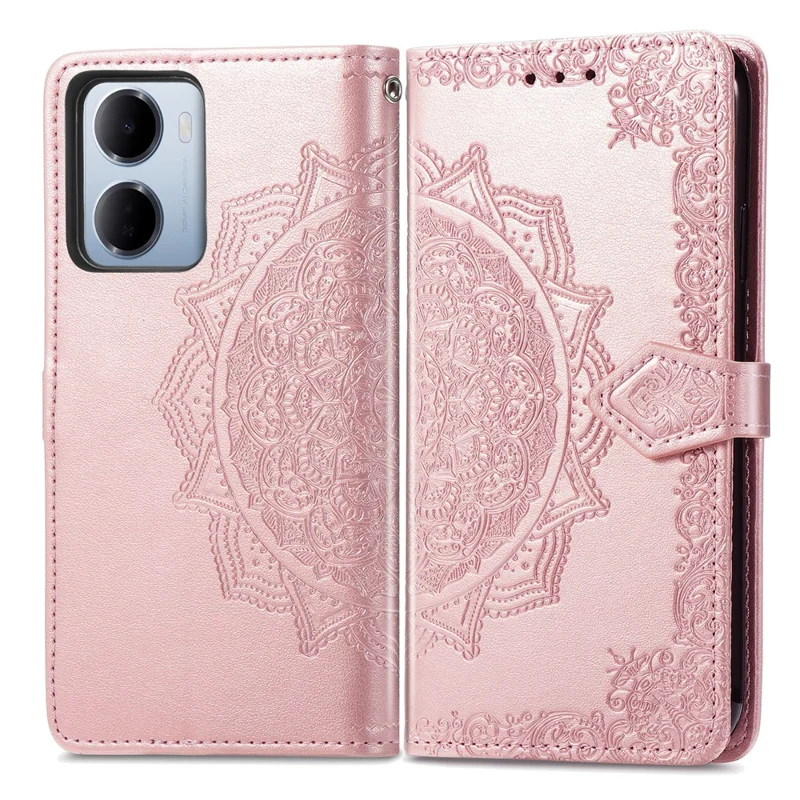 For Xiaomi Redmi 15a 5G Wallet Case Mandala Flower Leather Phone Cover Stand - Rose Gold
