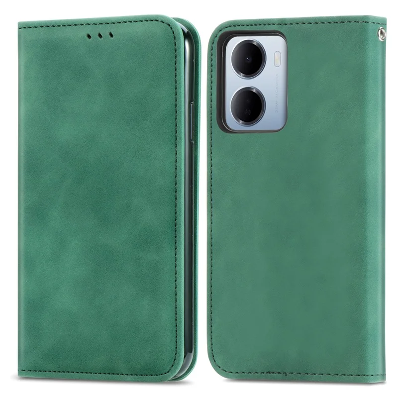 For Xiaomi Redmi 15a 5G Leather Case with Card Holder Magnetic Absorption Phone Cover - Green
