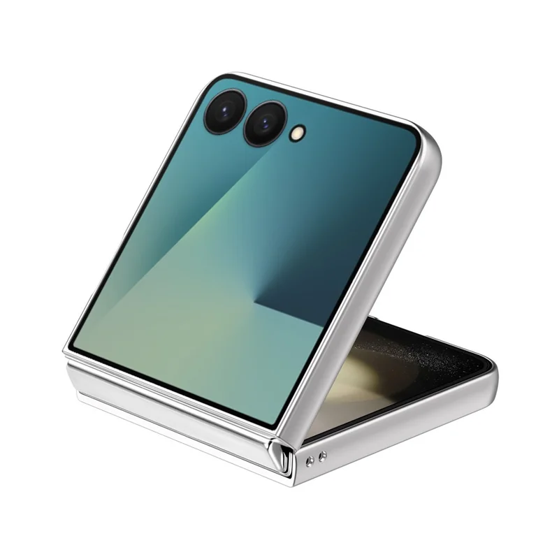 For Samsung Galaxy Z Flip7 5G Case Electroplating Wave Texture Leather + PC Folding Phone Cover - Purple  /  Blue