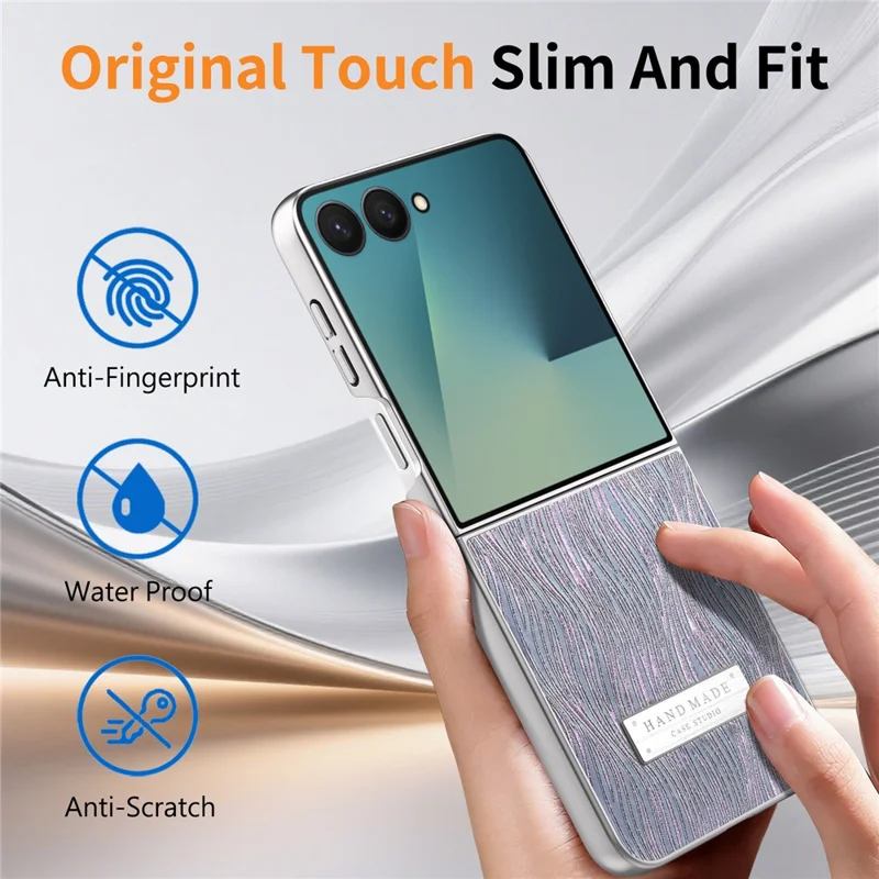 For Samsung Galaxy Z Flip7 5G Case Electroplating Wave Texture Leather + PC Folding Phone Cover - Purple  /  Blue