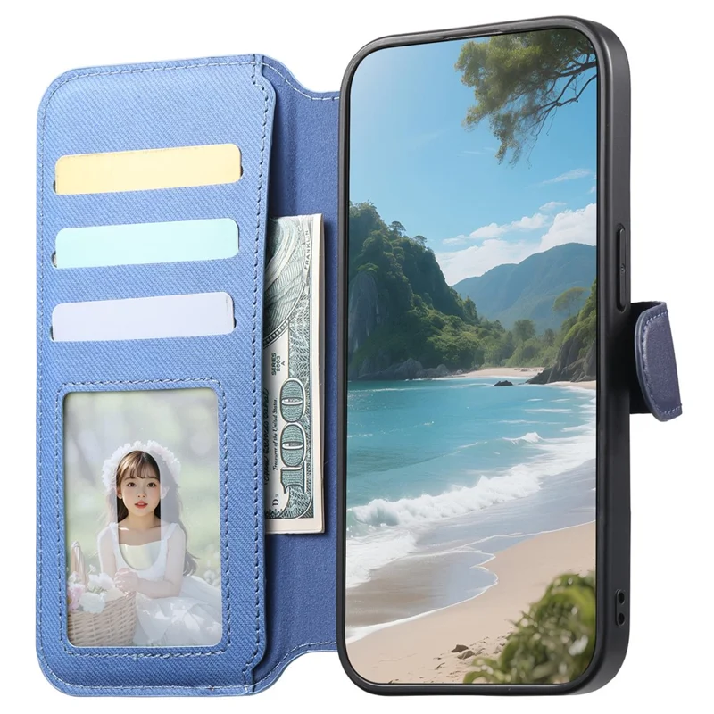 Funda magnética para Oppo Find X9 Pro 5G con bloqueo RFID, cartera desmontable, soporte, textura de cuero - Azul