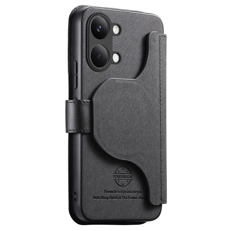 For Xiaomi Poco X8 Pro Max 5G Magnetic Case RFID Blocking Detachable Wallet Stand Cloth Texture Leather Phone Cover - Black